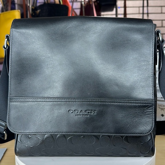 💥COACH - Houston Map Bag In Signature Leather - S0647 - Picture 4 of 14